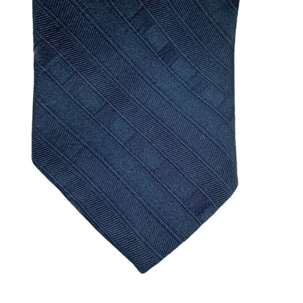 Velduci Men's Tie Necktie Tone on Tone Blue Stripe Polyester Classic Office